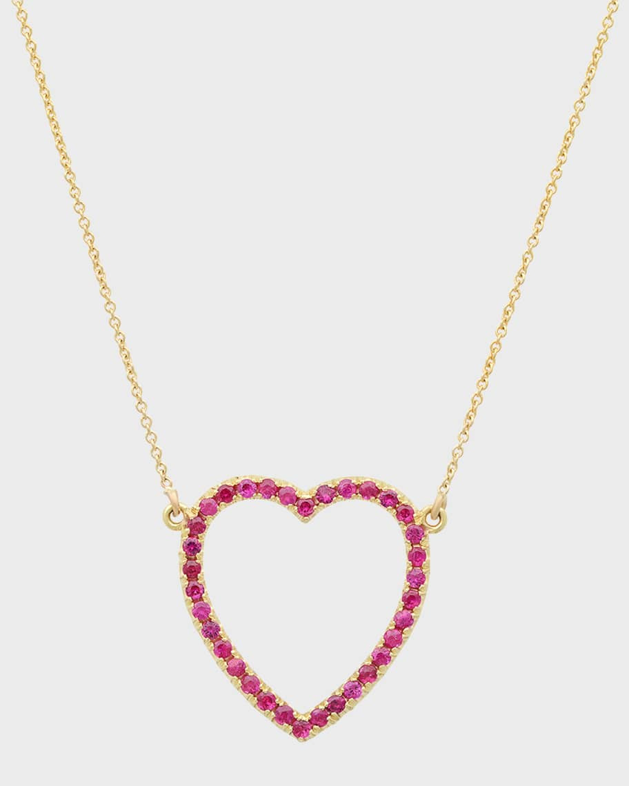 Yellow Gold Ruby Open Heart Necklace | Neiman Marcus