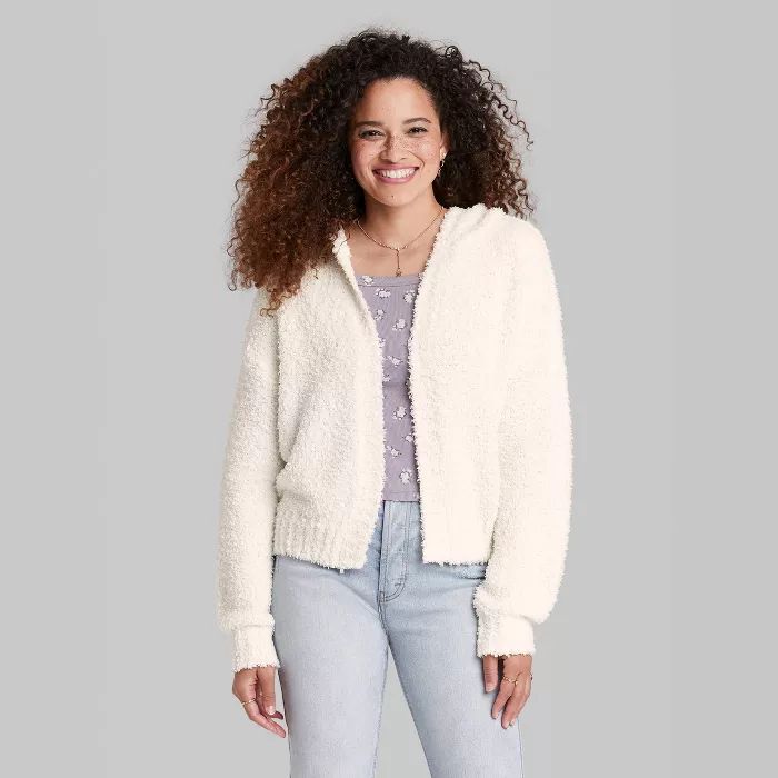 Women's Fuzzy Open Hooded Cardigan - Wild Fable™ | Target