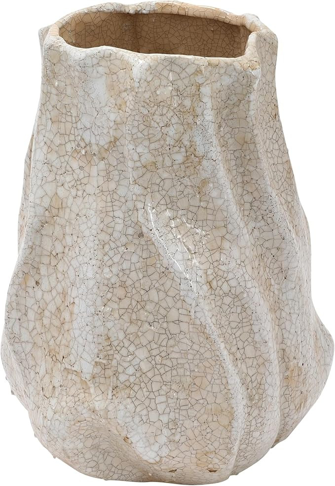 Creative Co-Op Organic Stoneware, Distressed Cream Crackle Glaze Vases, 8" L x 8" W x 11" H | Amazon (US)