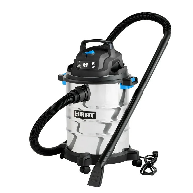 Hart 6 gallon 5 peak HP stainless steel wet/dry vacuum with bonus car cleaning kit, new - Walmart... | Walmart (US)
