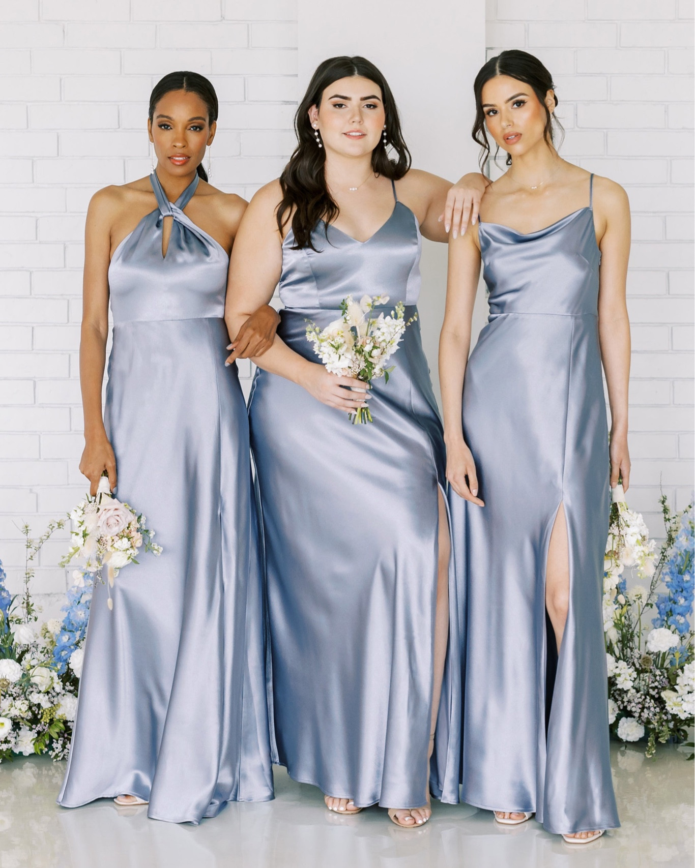 Silver satin bridesmaid on sale dresses