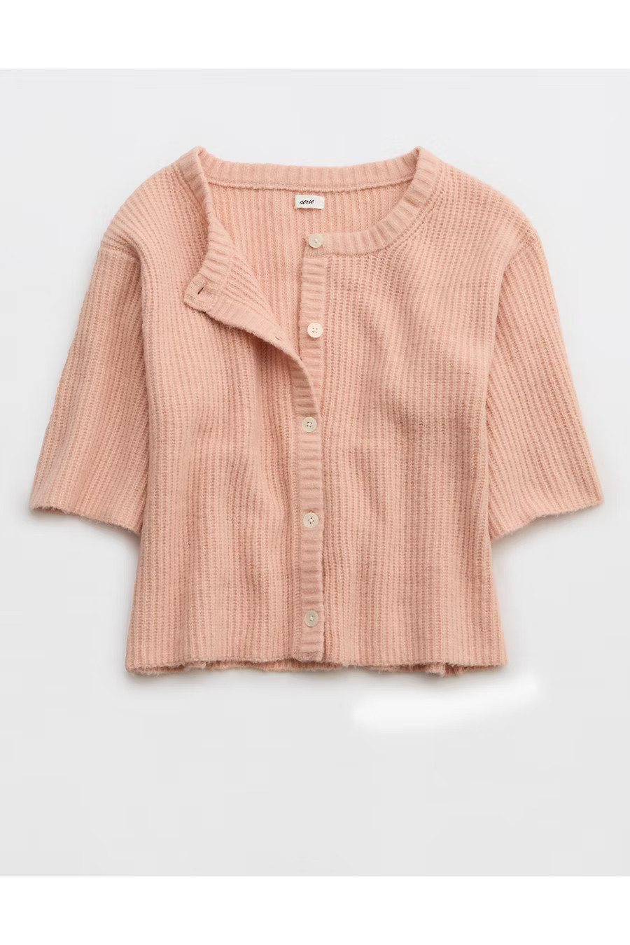 Aerie unREAL Short Sleeve Cardigan Women's Dusty Pink XXS | Aerie