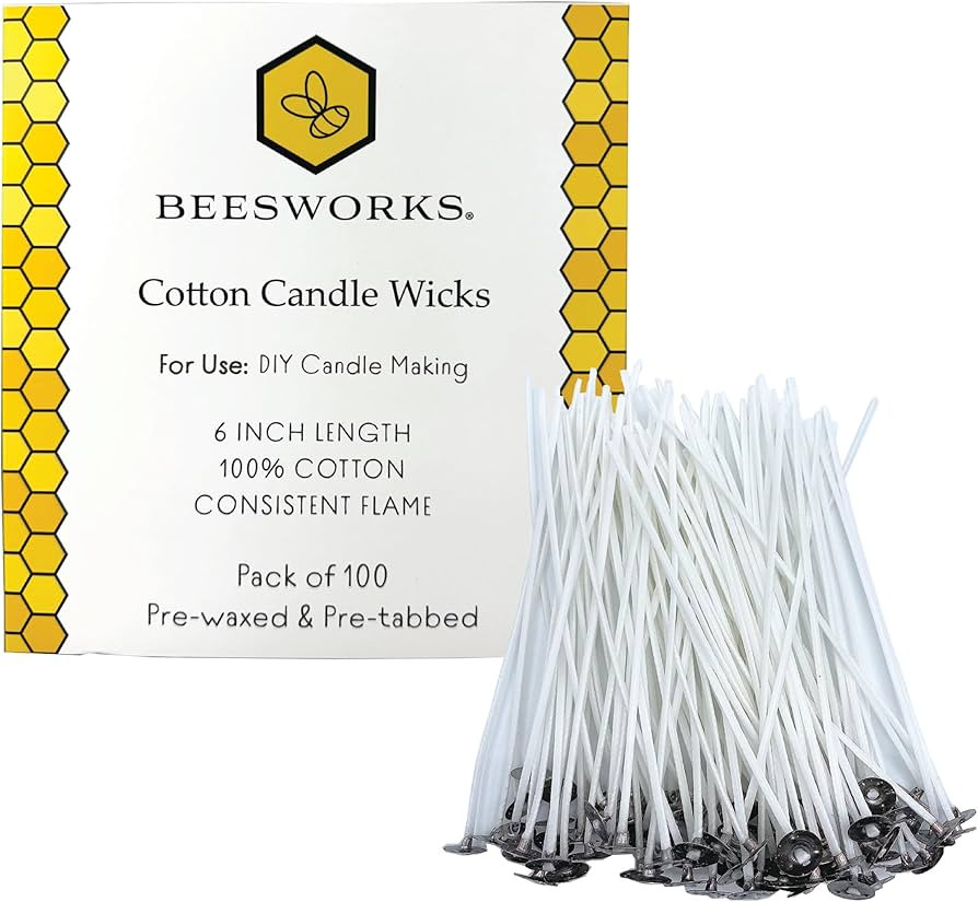 100 Piece Cotton Candle Wick 6" Pre-Waxed for Candle Making, Candle DIY | Amazon (US)