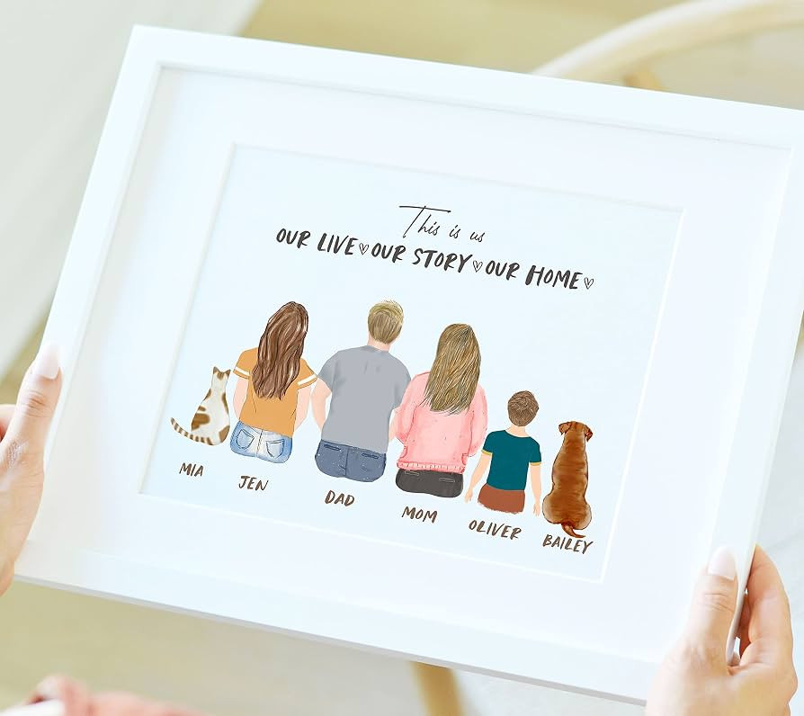 Personalized Family Wall Art, Fall decor Family Portrait Wall Art, Gift idea for Family, Custom F... | Amazon (US)