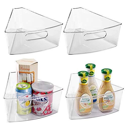 Oubonun Lazy Susan Organizers Set of 4, 10.2”x 9.4”x 4” Plastic Transparent Kitchen Cabinet Storage  | Amazon (US)