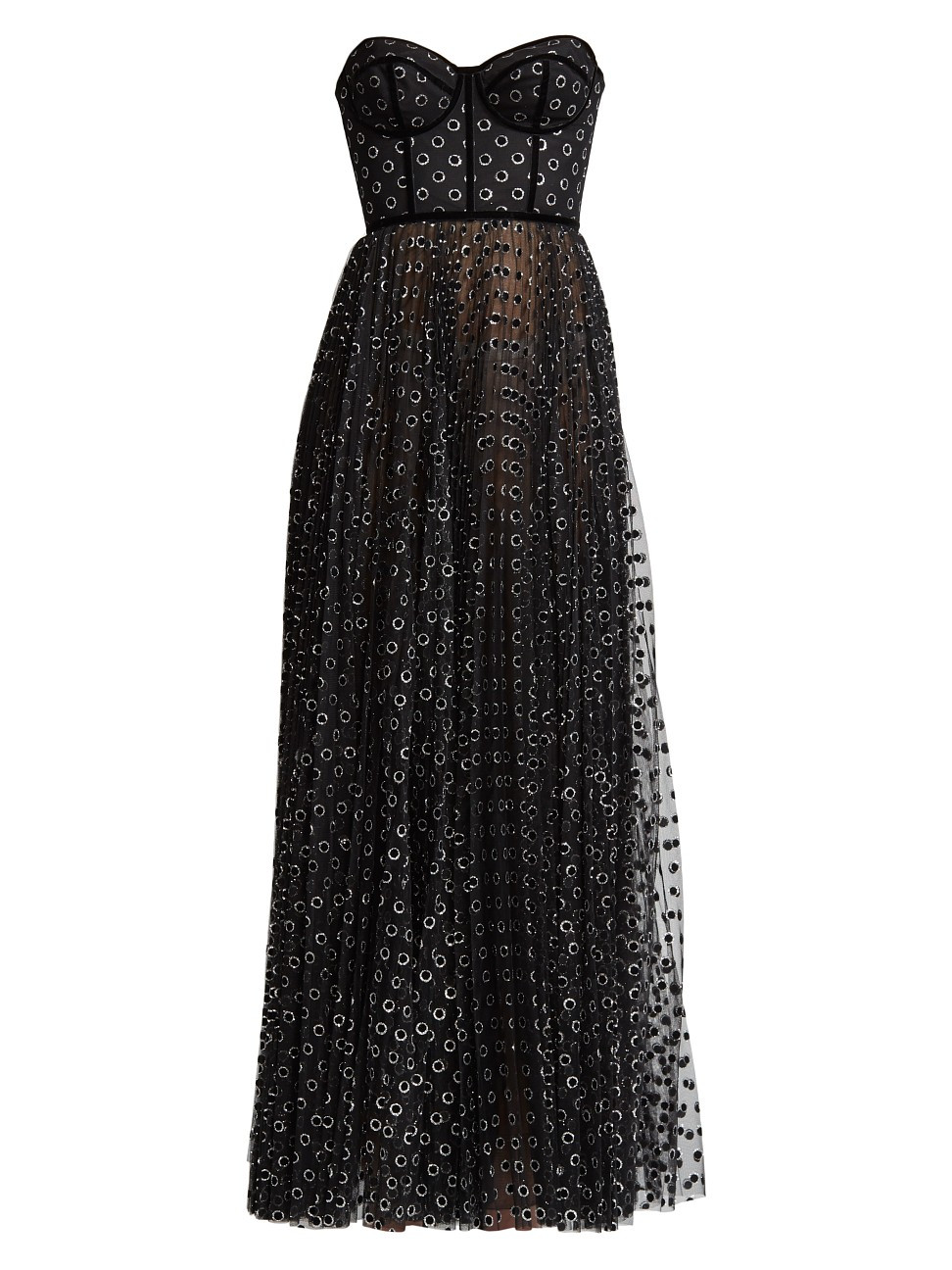 Ralph and Russo Women's Metallic Polka Dot Strapless Corset Tulle Gown - Black - Size 12 | Saks Fifth Avenue