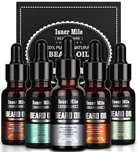 5 Pack Beard Oil Set Leave in Conditioner, Cedarwood, Sandalwood, Sage, Sweet Orange for Men Must... | Amazon (US)