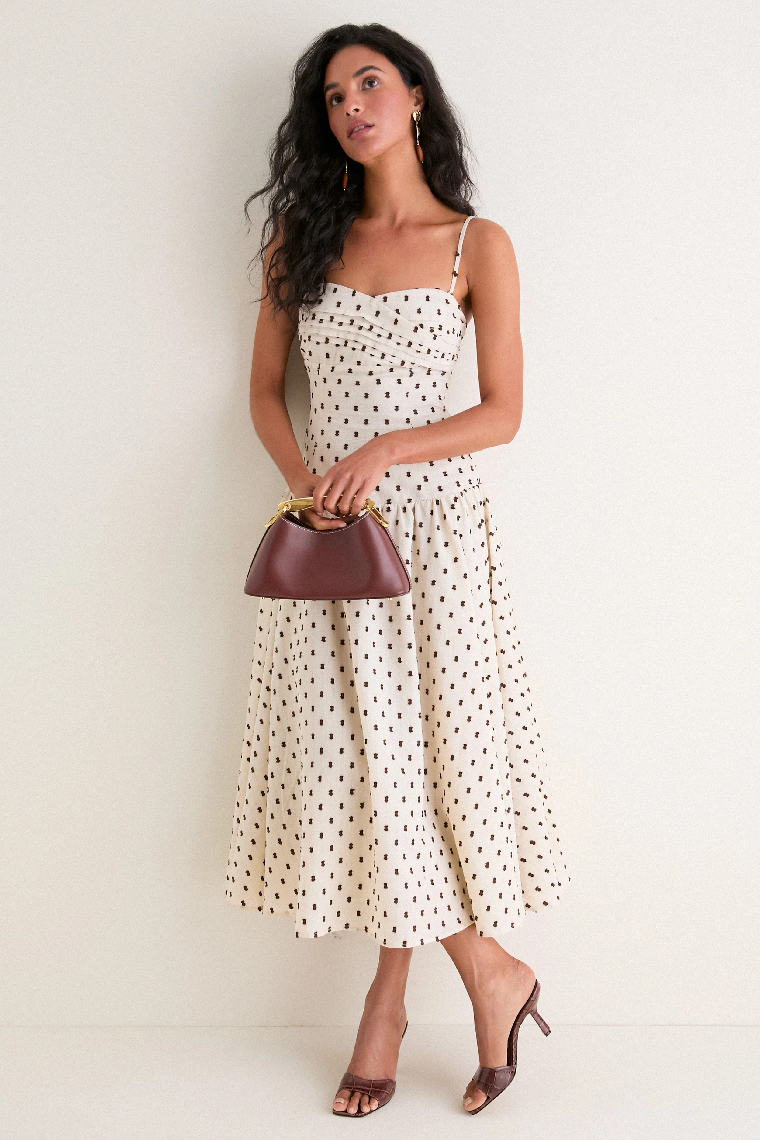 Tan & Brown Swiss Dot Tillie Maxi Dress | Tuckernuck (US)