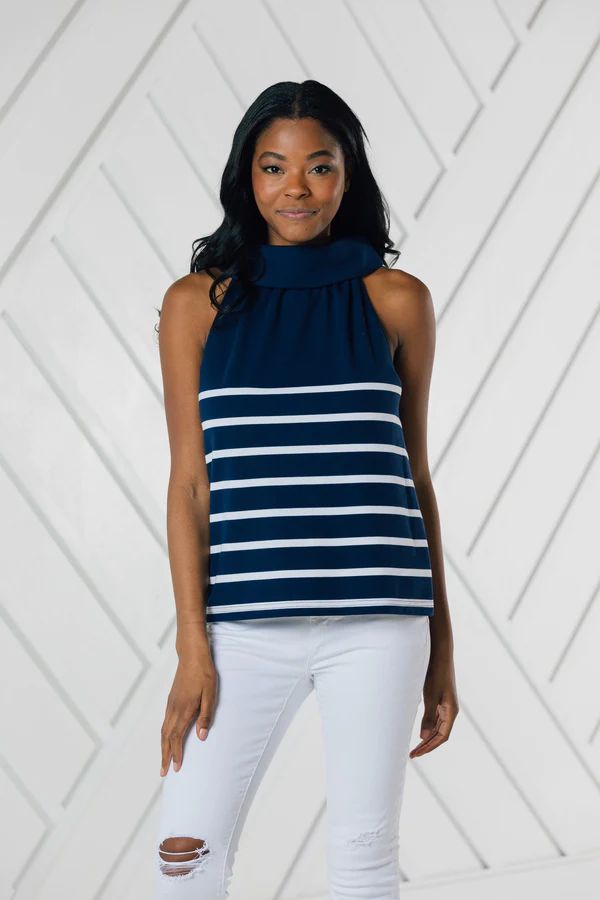 Cowl Neck Stripe Top - Available in Two Colors | Sail to Sable