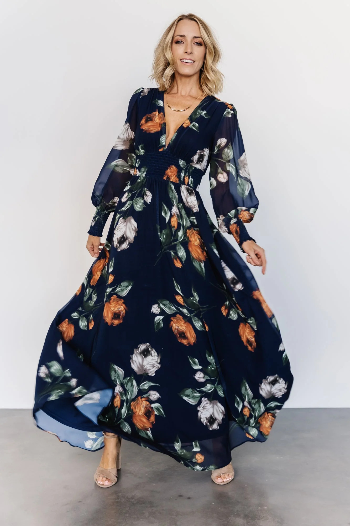 Olivia Maxi Dress | Midnight Navy Floral | Baltic Born