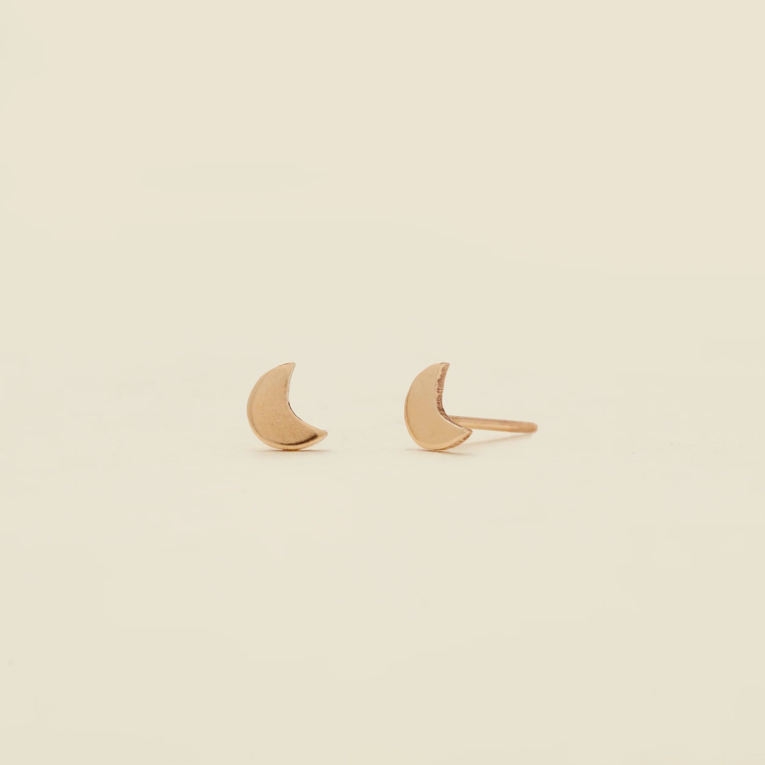 Crescent Moon Stud Earrings | Made by Mary (US)