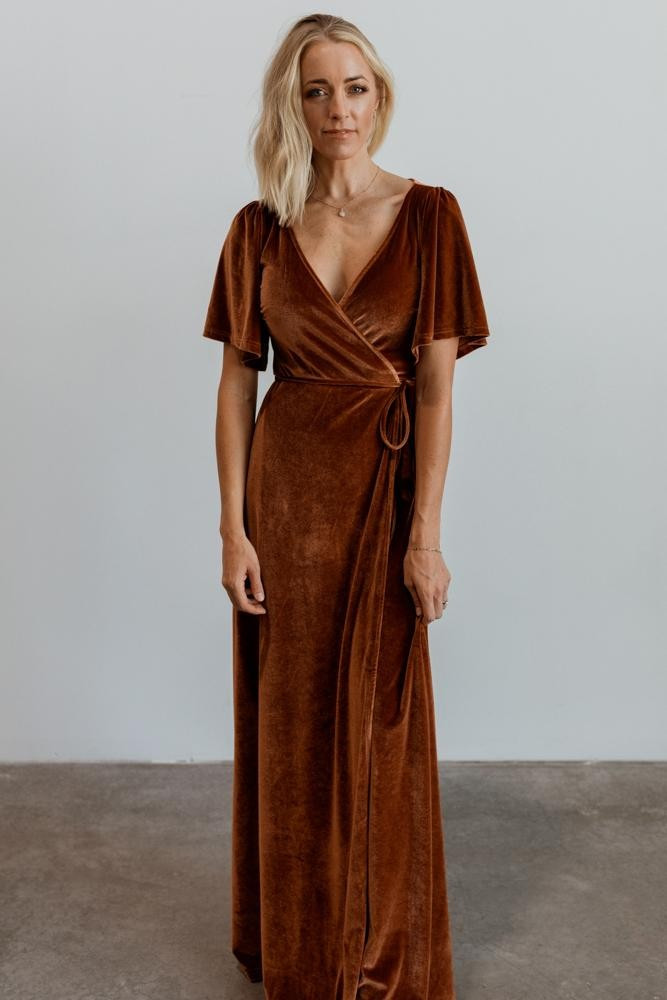 Meghan Spice Velvet Wrap Maxi Dress | Baltic Born