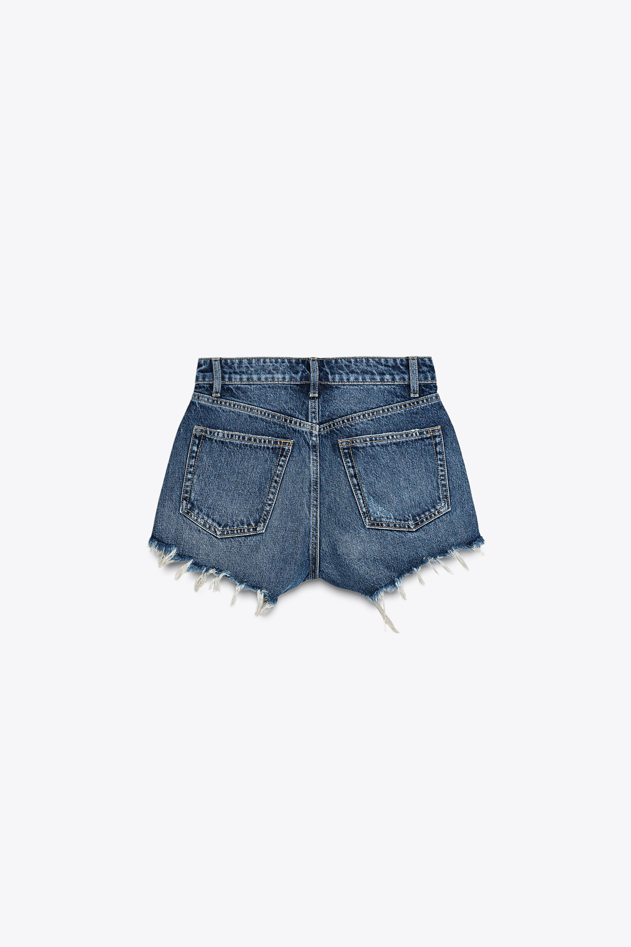 CURVED HIGH-WAISTED DENIM SHORTS | Zara US