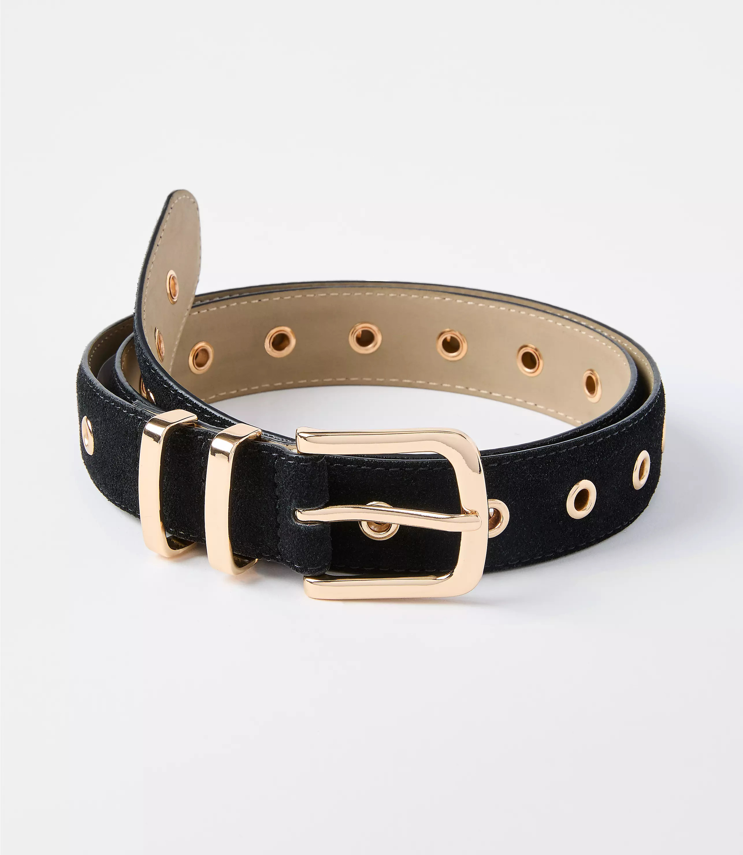 Grommet Double Metal Keeper Suede Belt | LOFT