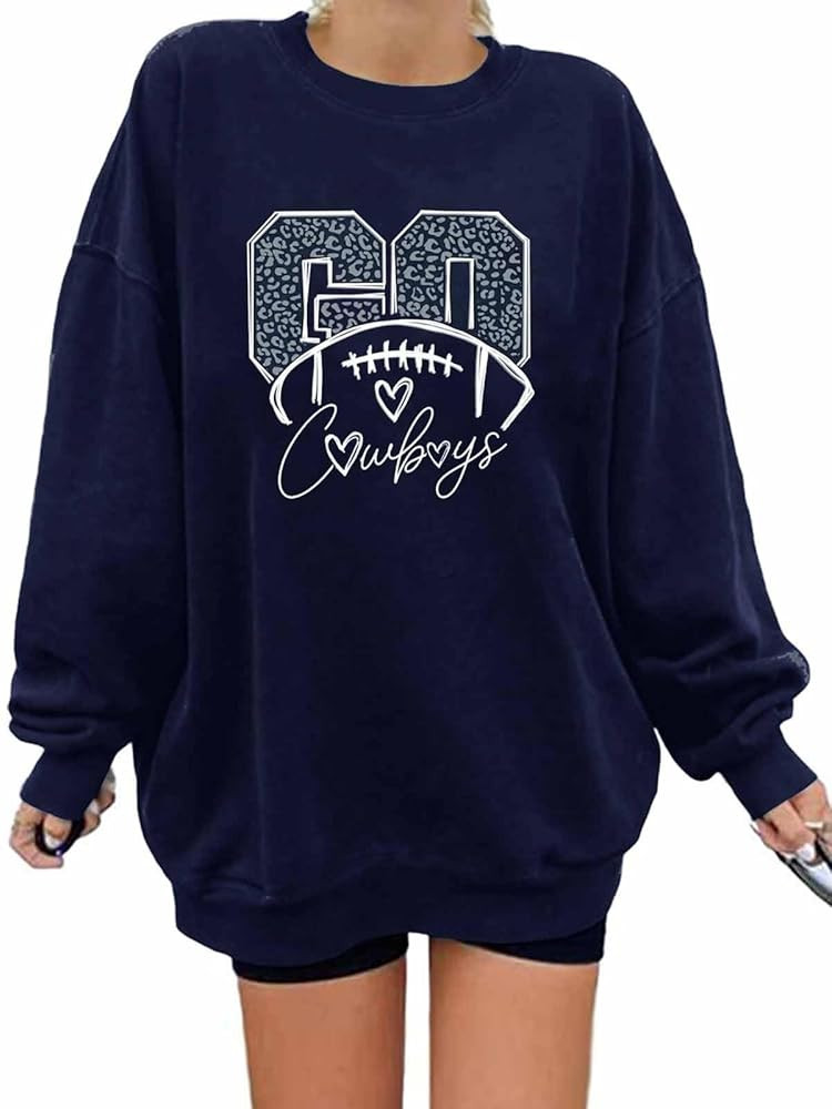 LUKYCILD Game Day Sweatshirt Football Shirt: Women Sunday Funday Football Season Long Sleeve Shir... | Amazon (US)