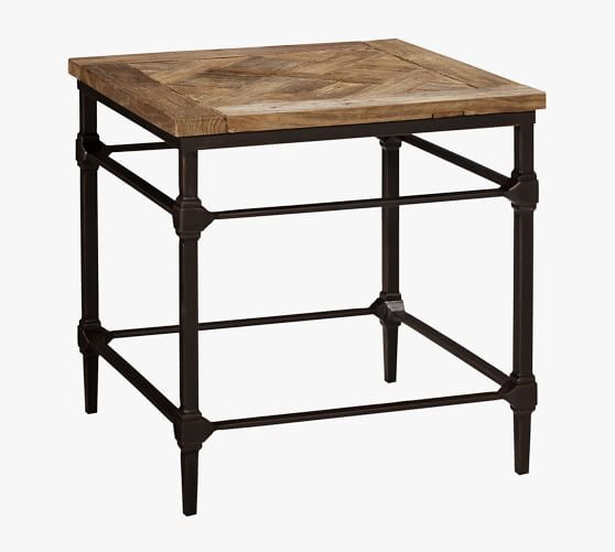 Parquet Square Reclaimed Wood End Table | Pottery Barn (US)
