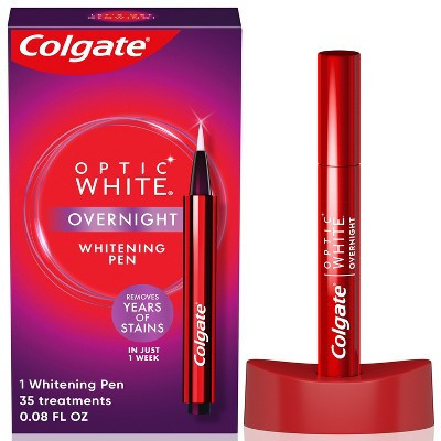 Colgate Optic White Overnight Teeth Whitening Pen, Teeth Stain Remover to Whiten Teeth, 35 Nightly Treatments, Hydrogen Peroxide Gel - 0.08 fl oz | Target