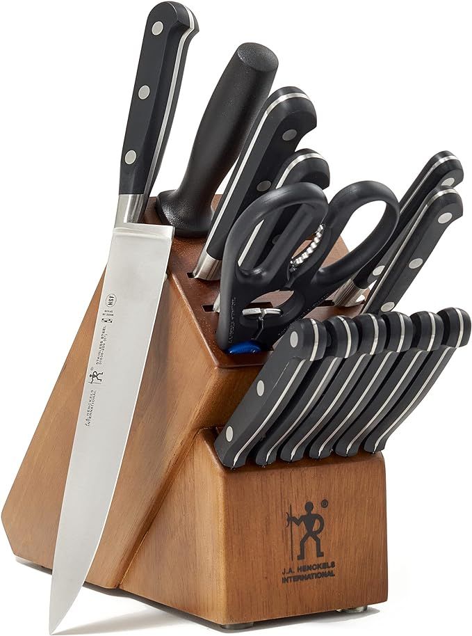 Henckels Couteau 14-pc Knife Block Set | 6 Steak Knives, Paring Knife, Serrated Utility Knife, Pr... | Amazon (US)