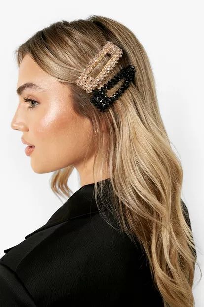 Lot de 2 barettes à cheveux perlées et strassées | Boohoo.com (FR)