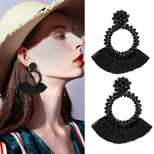 VICISION 2019 7 Color Statement Beaded Earrings, Drop Dangle Heart Hoop Earrings for Women Novelt... | Amazon (US)