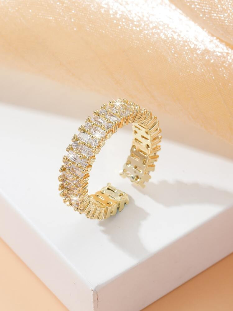 1pc Cubic Zirconia Decor Ring Copper Jewelry | SHEIN