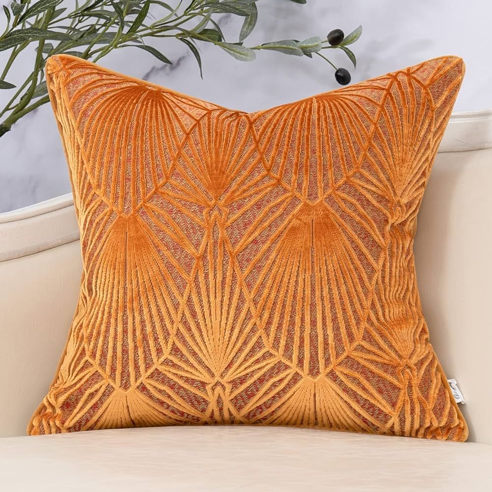 Yangest Orange Yellow Gradient Velvet Throw Pillow Cover Geometric Lines Cushion Case Neutral Pil... | Amazon (US)
