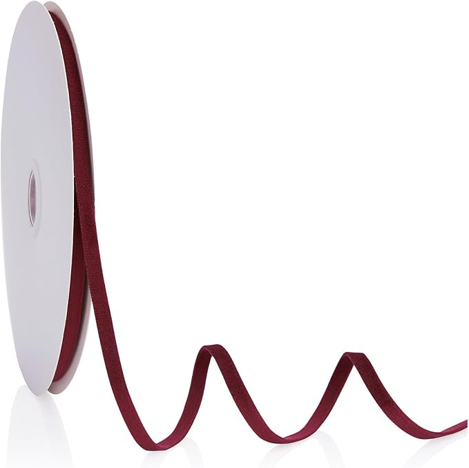 Burgundy Velvet Ribbon Double Faced 1/4 inch Continuous 20 Yards Use for Christmas Tree Ornaments... | Amazon (US)