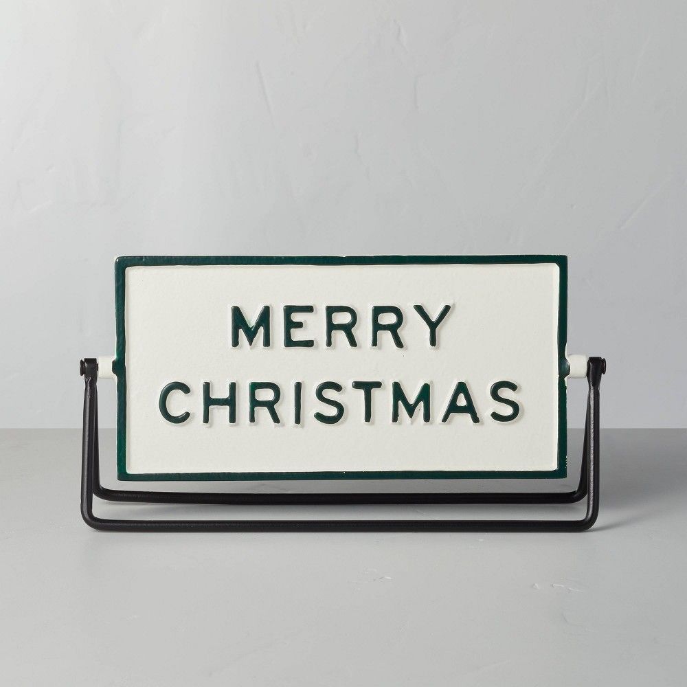 Reversible Holidays Tabletop Sign Green/Cream - Hearth & Hand with Magnolia | Target
