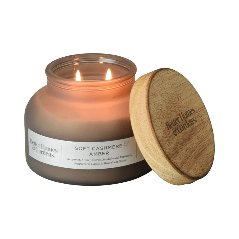 Better Homes & Gardens Soft Cashmere Amber Scented 2-Wick 18oz Frosted Bell Jar Candle | Walmart (US)