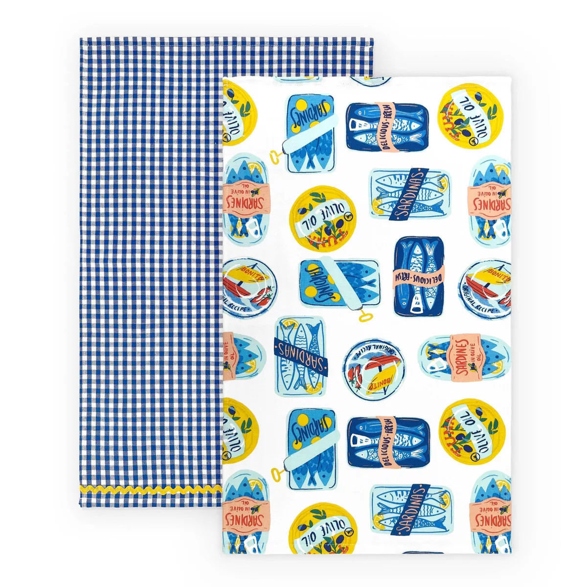 2pk Dishtowels Allover Canned Sardines and Gingham YD - Bullseye's Playground™ | Target