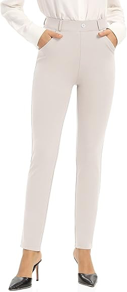 UUE Dress Pants for Women Business Casual Stretch Pull On Women's Work Pants with Pockets Straigh... | Amazon (US)