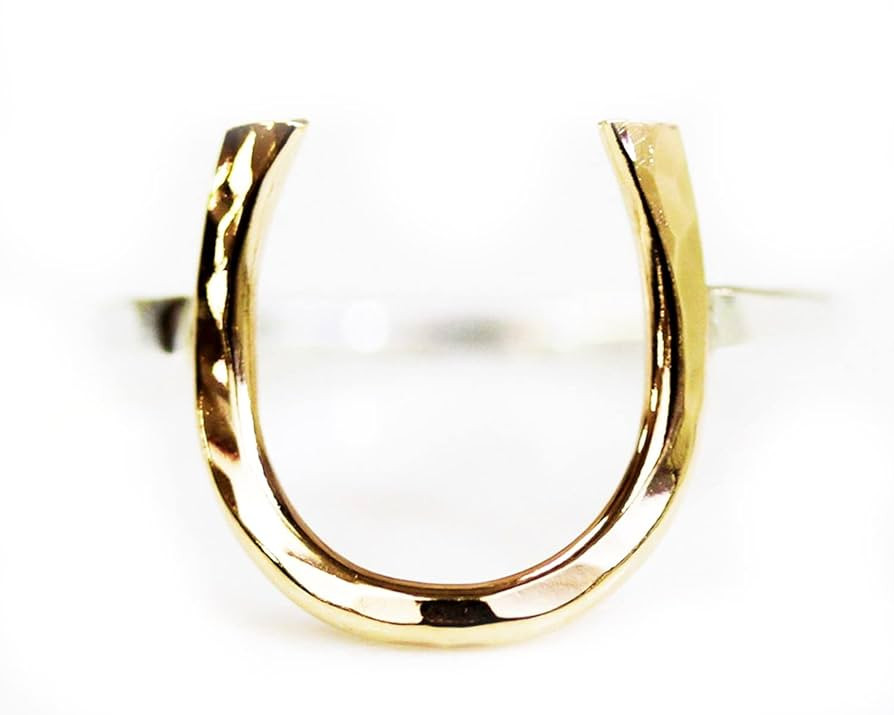 Lucky Horseshoe Ring with Gold Filled or Sterling Silver Horseshoe & Sterling Silver Band by Amy ... | Amazon (US)