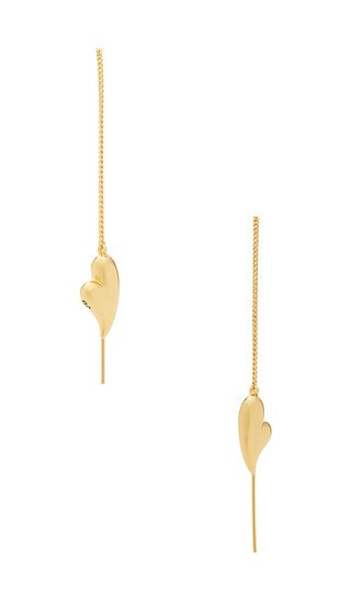 Jenny Bird Puffy Heart Threaders Earrings in Metallic Gold. | Revolve Clothing (Global)