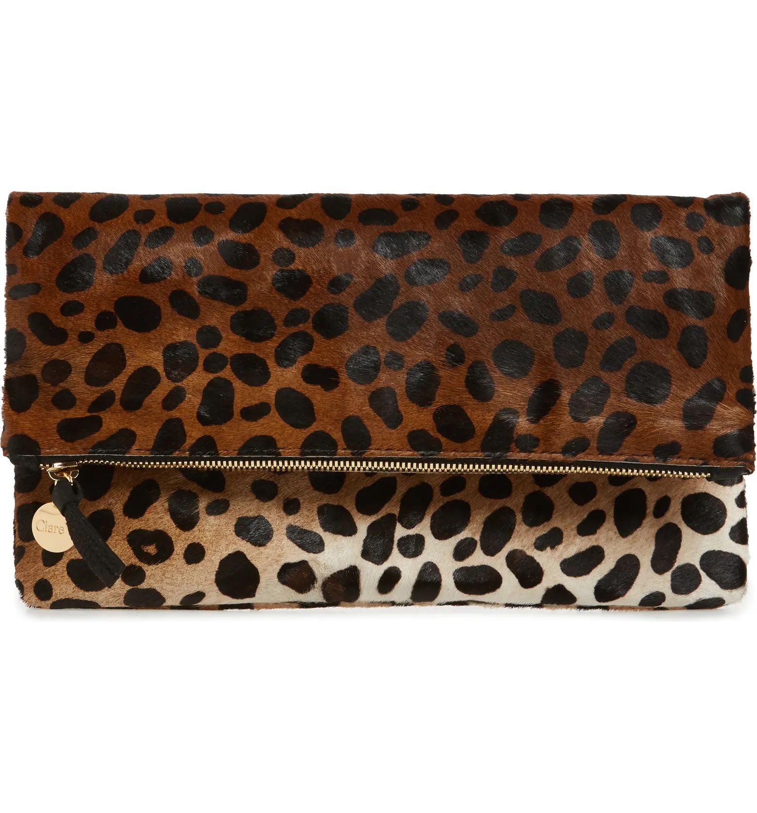 Genuine Calf Hair Leopard Print Foldover Clutch | Nordstrom