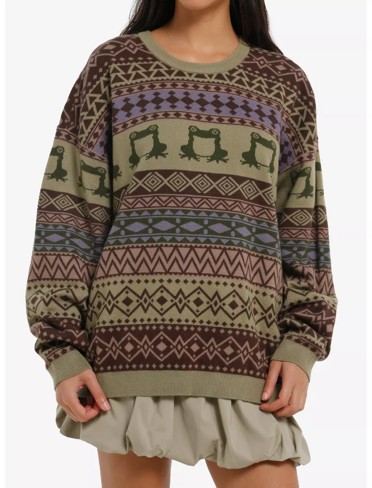 Thorn & Fable Frog Fair Isle Girls Sweater | Hot Topic | Hot Topic