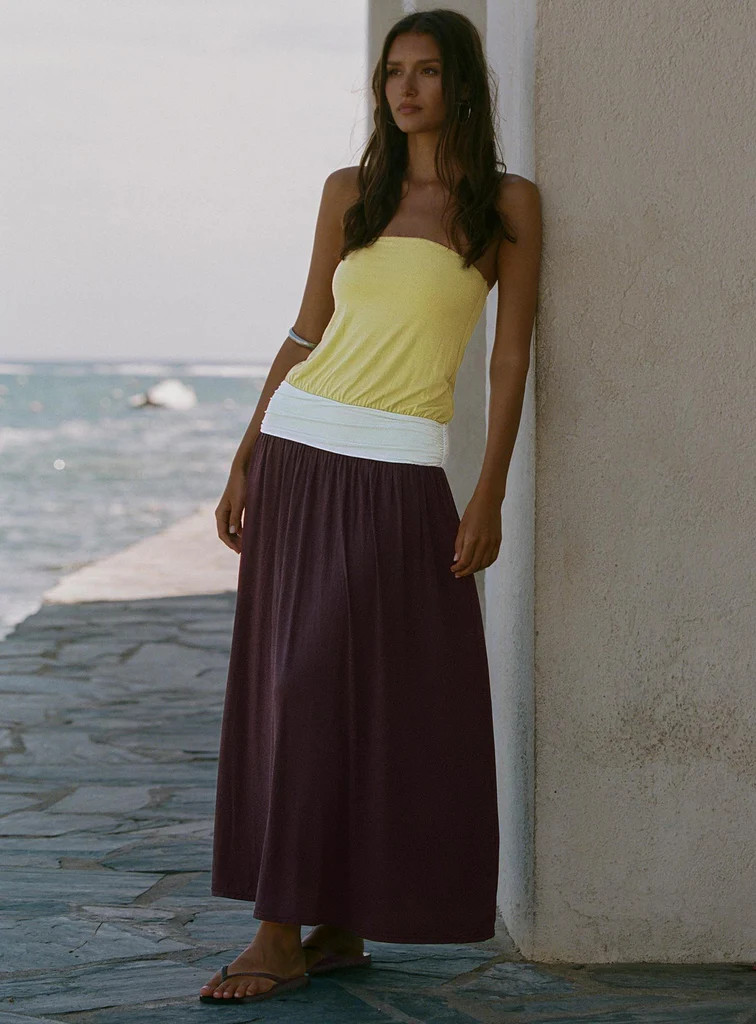 Heart Swarm Colour Block Strapless Maxi Dress Multi | Princess Polly US