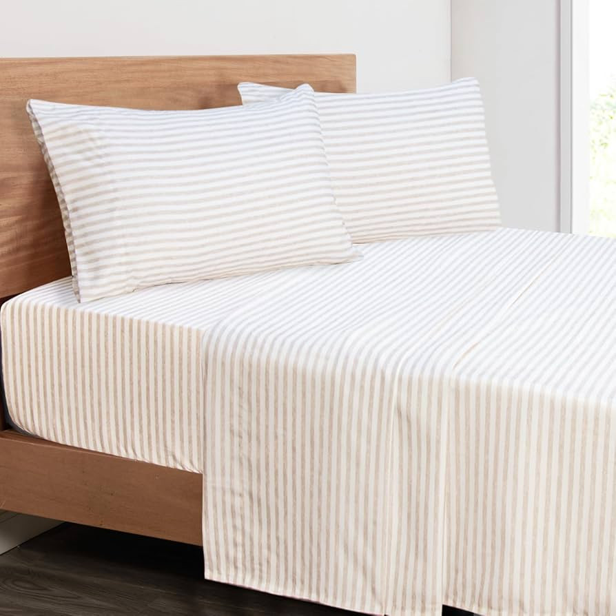 Mejoroom Striped Queen Size Sheet Set - Hotel Luxury 1800 Bedding Sheets & Pillowcases - Deep Poc... | Amazon (US)