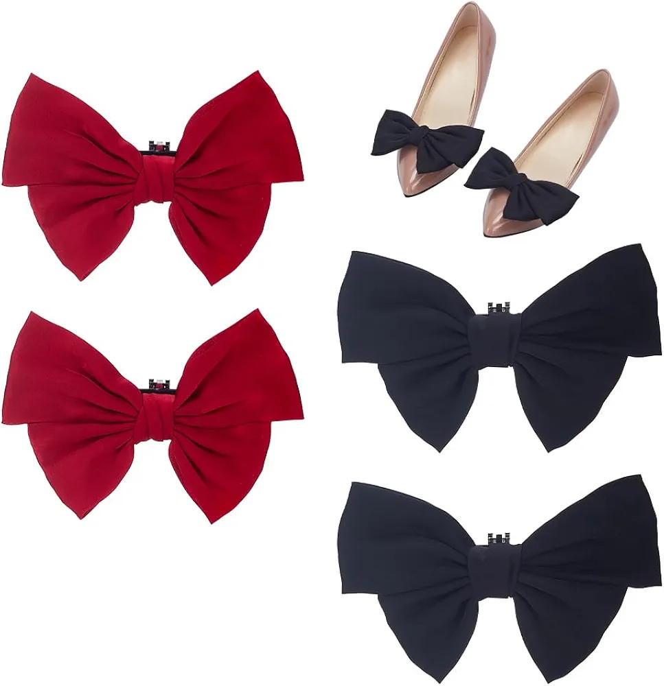 PH PandaHall 4pcs Satin Bow Shoe Clips, Burgundy Black Shoe Clips Elegant Shoes Buckles Clip on D... | Amazon (US)