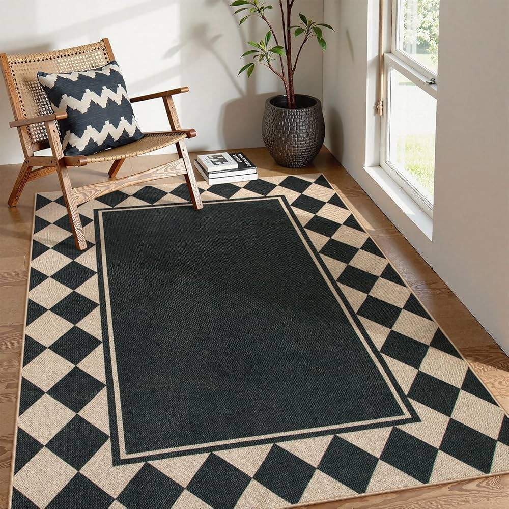 Moynesa Easy Jute Outdoor Rug 5x7 Area Rugs, Washable Checkered Rugs for Living Room Non Slip, Fa... | Amazon (US)