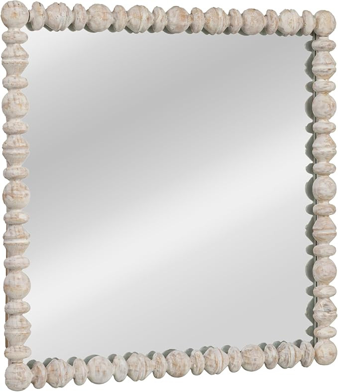 Creative Co-Op Square Raised Dowel Wood Wall Mirror, White | Amazon (US)