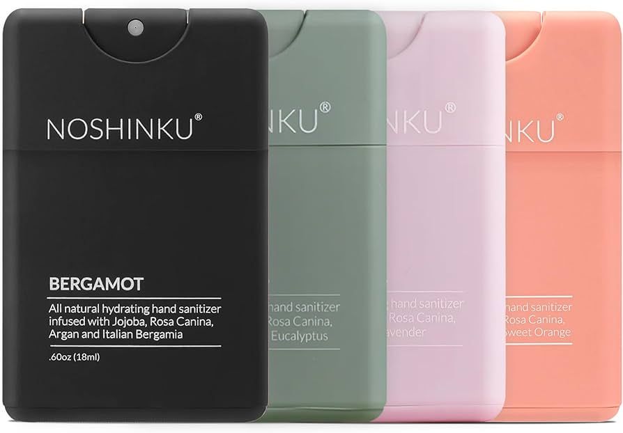 Noshinku Refillable Pocket Hand Sanitizer Discovery 4-Pack | Organic Sanitizing Mist with Moistur... | Amazon (US)