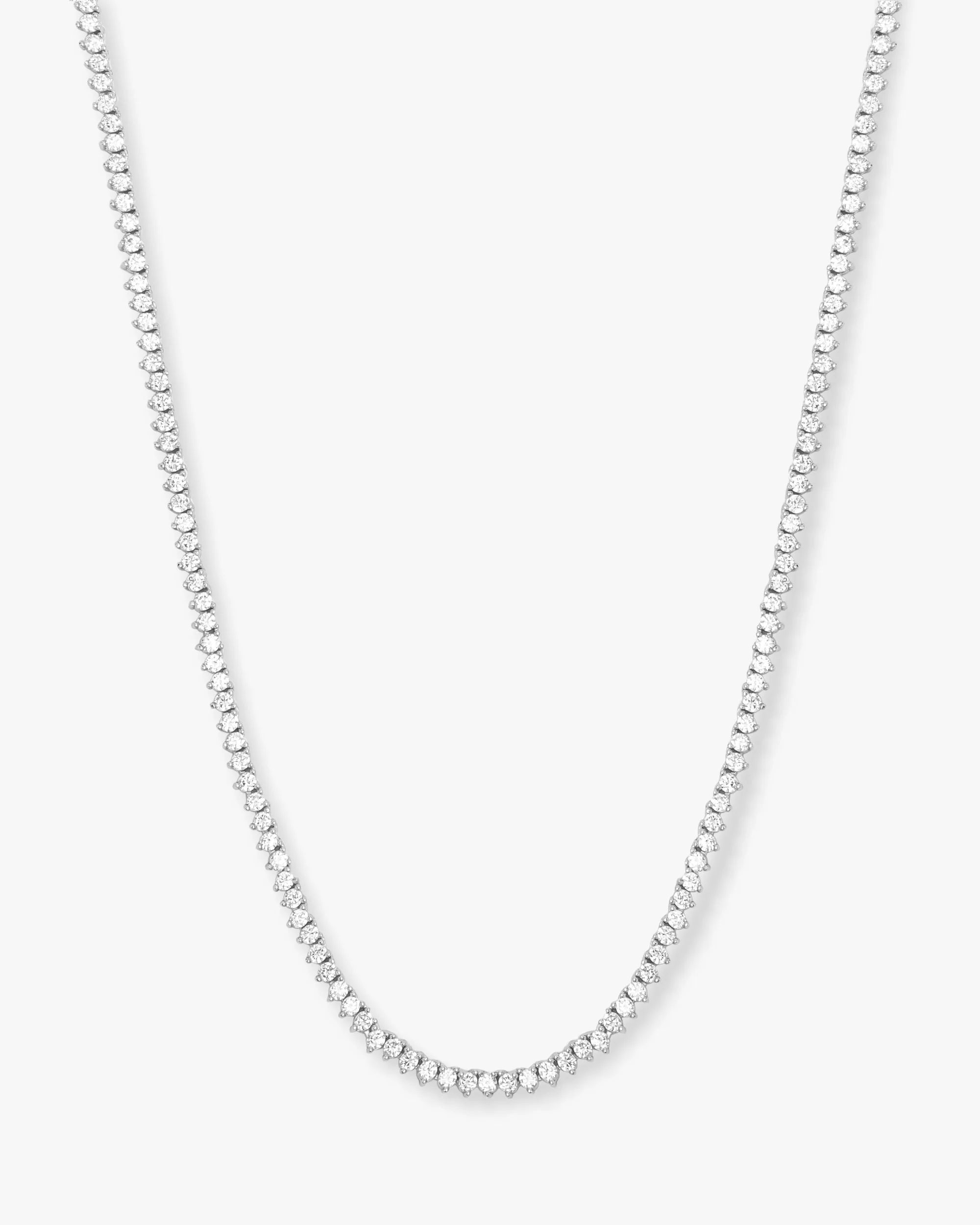 Baby Not Your Basic Tennis Necklace 16" - Silver|White Diamondettes | Melinda Maria