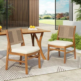 Christopher Knight Home - Arly Outdoor Wood & Wicker Dining Chair with Cushions (Set of 2) - Bed ... | Bed Bath & Beyond