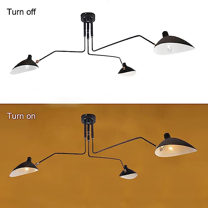 YIQIFEI E12 3 Mid-Century Ceiling Modern Ceiling Lamp 3-Arms Large Chandeliers with Adjustable La... | Amazon (US)