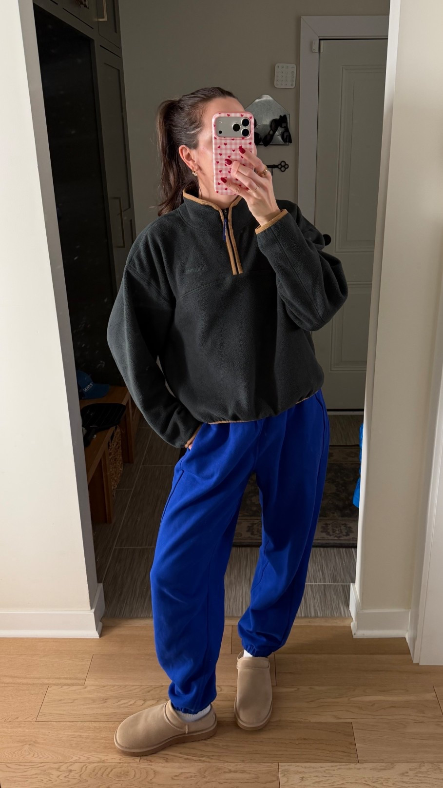 What I wore this morning to a couple apts! Wearing a M in both the fleece & sweatpants (and they are oversized), true to size. 

#LTKootd #LTKmomlife #LTKSeasonal