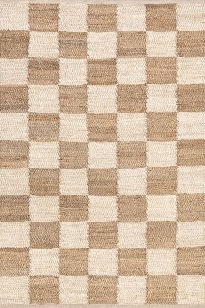 Ivory Cassia Classic Checkered Area Rug | Rugs USA