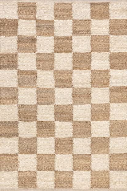 Ivory Cassia Classic Checkered Area Rug | Rugs USA