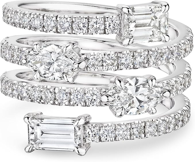 Amazon.com: Leviev Spiral Diamond Ring, 18KT White Gold, VS G Natural Diamonds, 2.5 CT Center wit... | Amazon (US)
