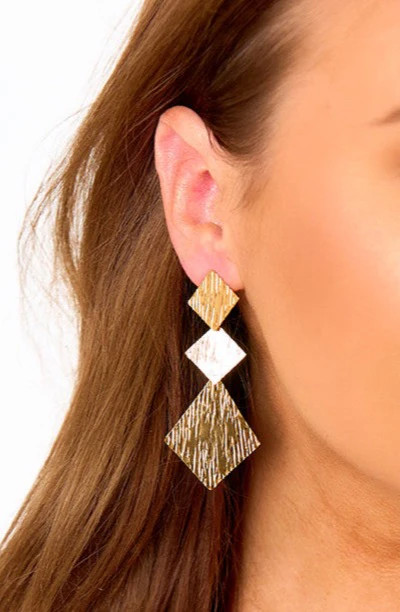 BuddyLove X Treasure Jewels | Triple Triangle Earrings | Gold | BuddyLove