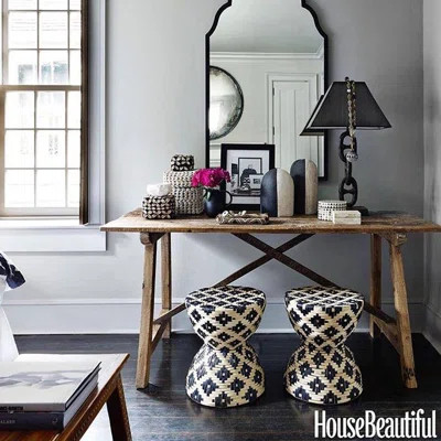 Woven Rattan Hourglass Accent Stool | Wayfair North America